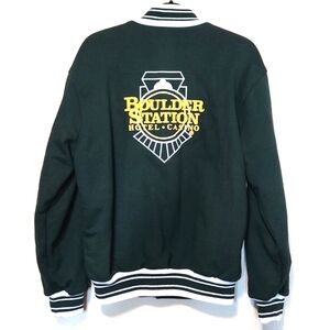 Rare Vintage Style Boulder Station Hotel Casino Varsity Jacket Green Medium